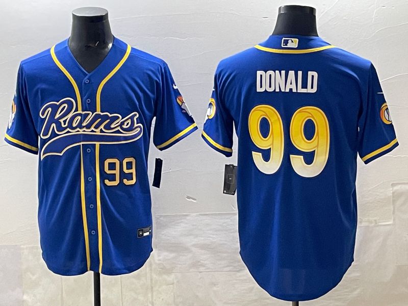 Men 2025 Los Angeles Rams 99 Donald Blue Second generation joint name Nike Limited NFL Jersey style 04